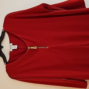 Carmen Marc valvo womens beautiful red top with a front zipper